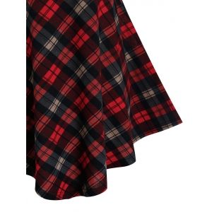 

Plus Size Plaid Long Tunic T Shirt, Deep red