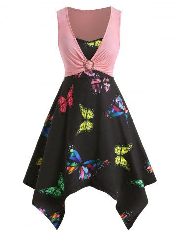 pink butterfly dress womens