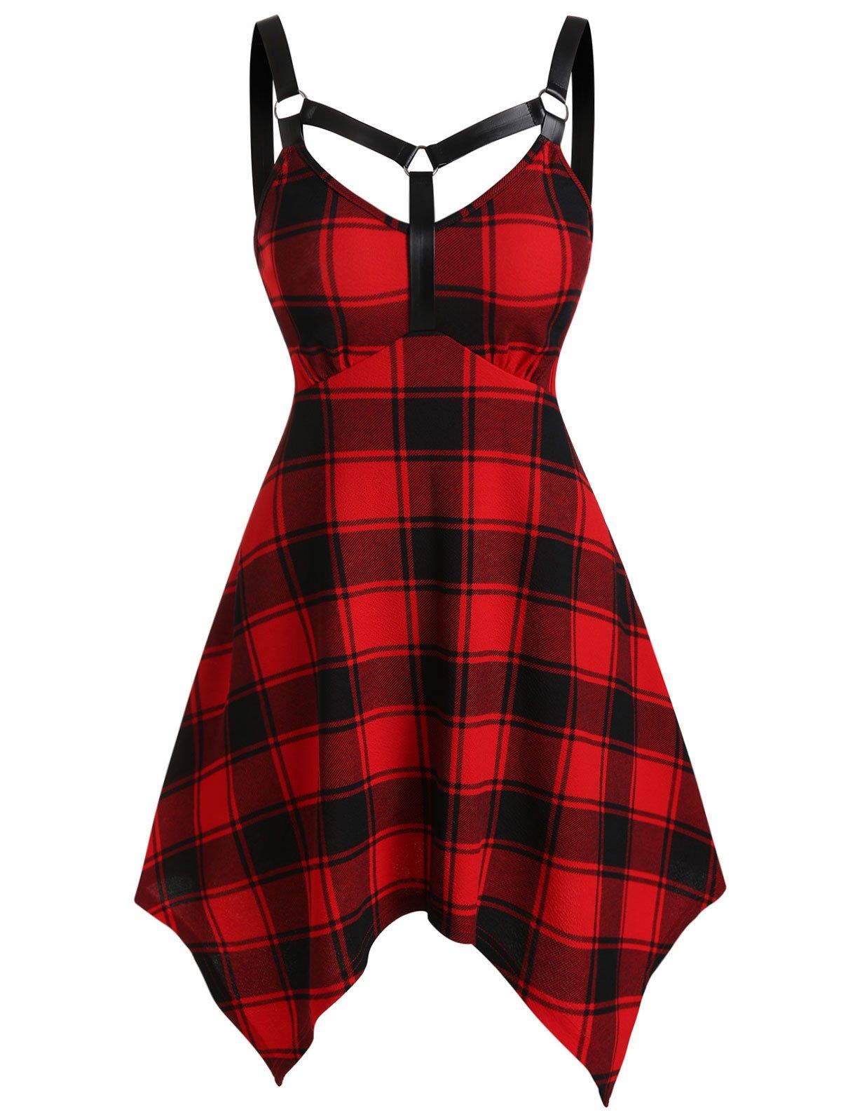 Gothic Plaid Fit And Flare Handkerchief Dress [43% OFF] | Rosegal