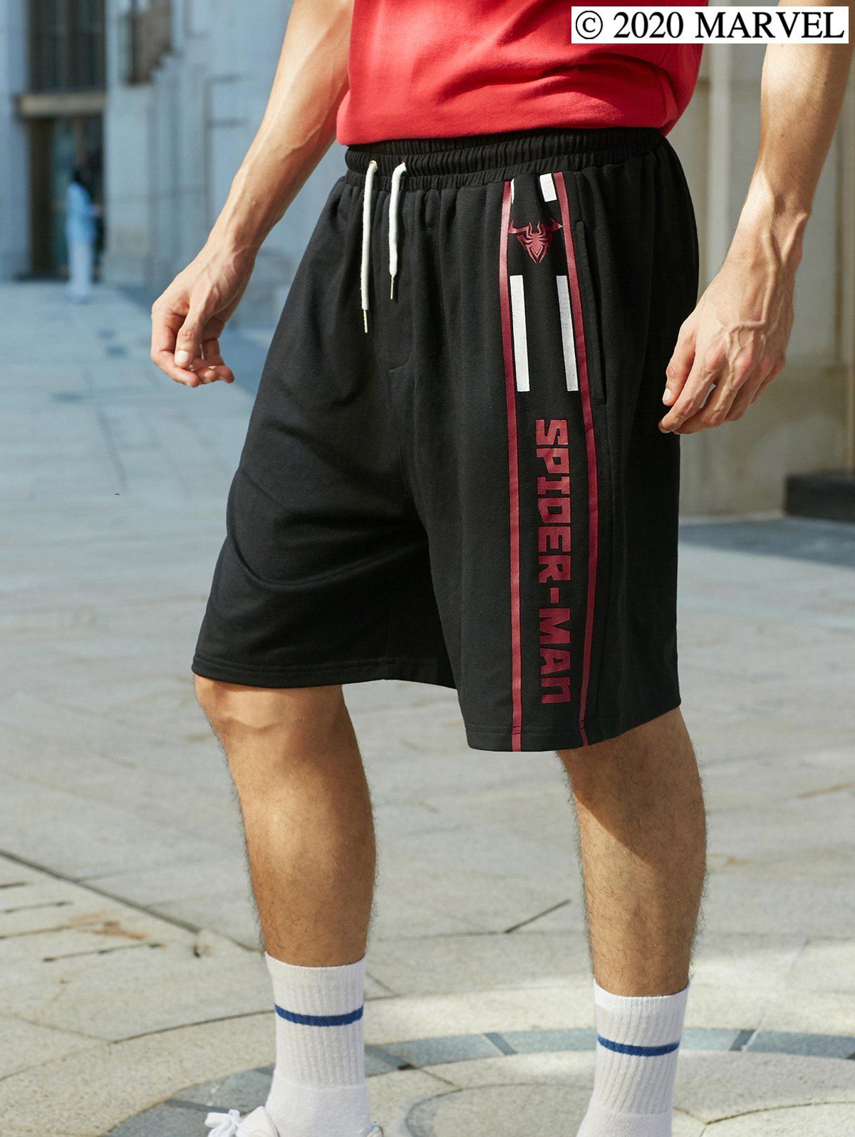 

Marvel Spider-Man Graphic Drawstring Sweatshorts, Black