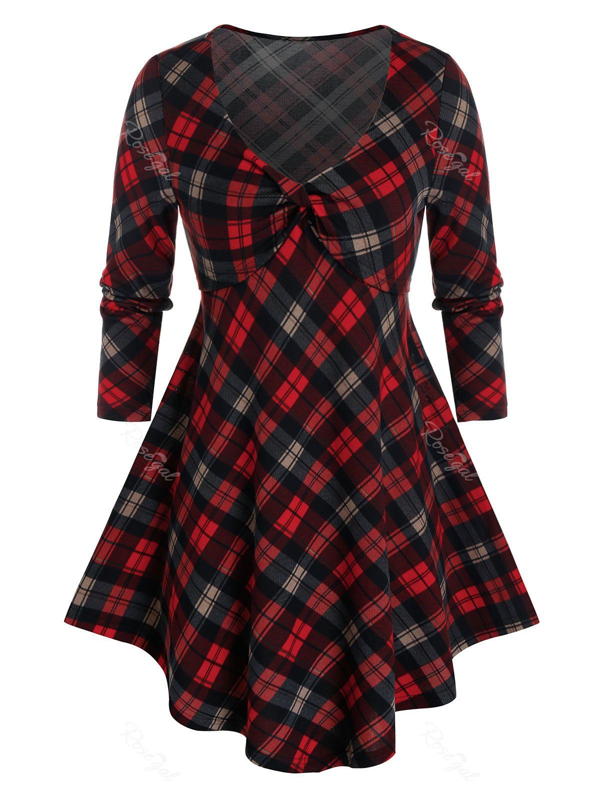 New Plus Size Plaid Long Tunic T Shirt  
