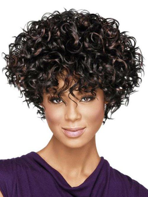 

Short Fluffy Curly Capless Synthetic Wig, Jet black