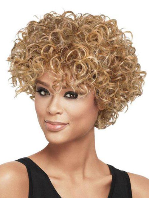 

Short Fluffy Curly Capless Synthetic Wig, Golden