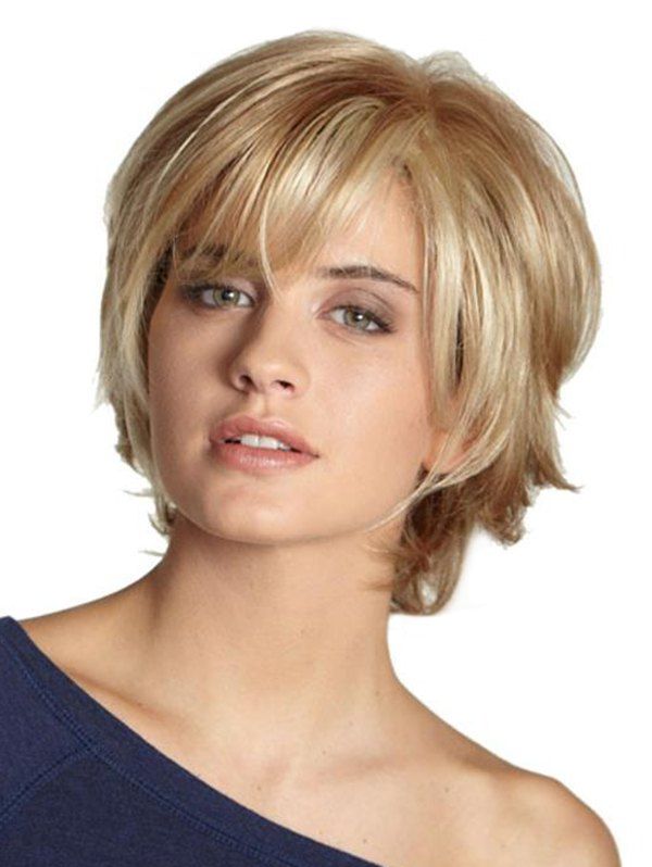 

Inclined Fringe Short Straight Wig, Vanilla