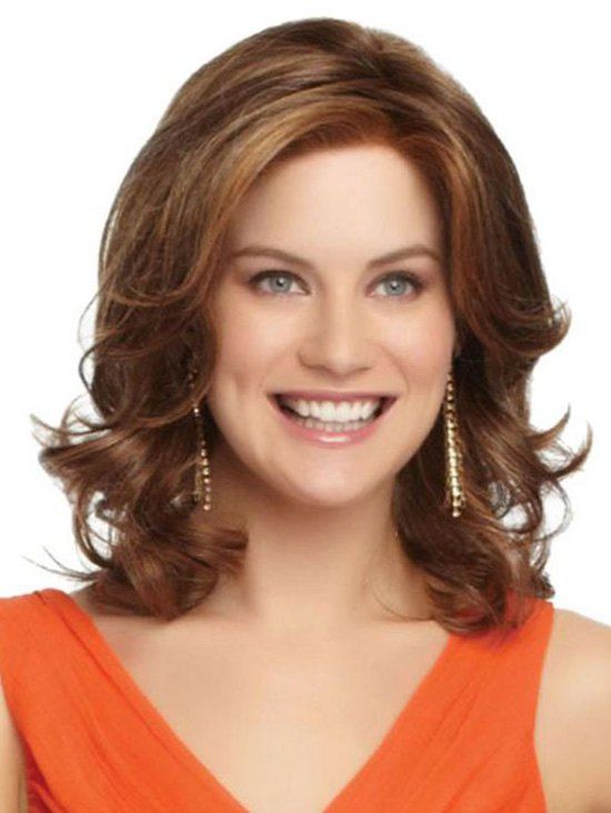 

Medium Side Part Wavy Fluffy Synthetic Wig, Red dirt