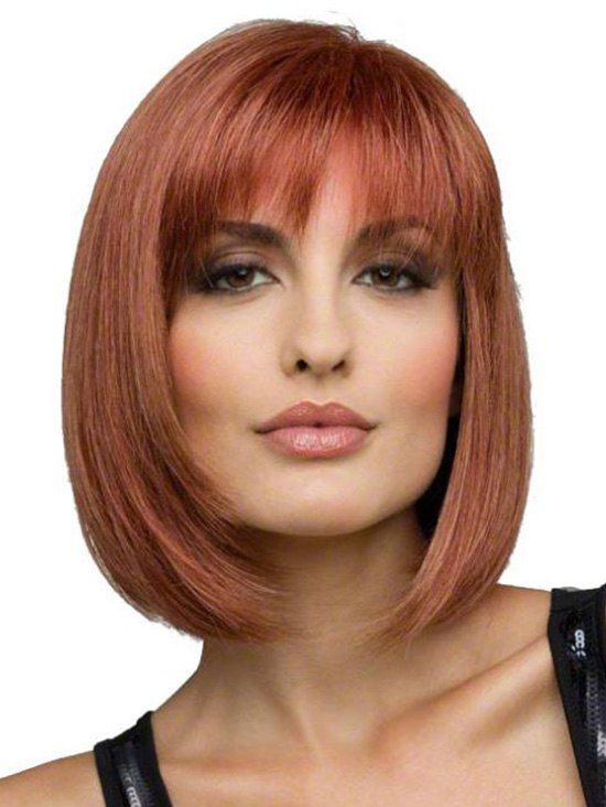 

Straight See-through Bang Medium Synthetic Bob Wig, Papaya orange