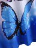 Plus Size Ombre Butterfly Print Cold Shoulder T Shirt -  