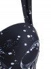 Maillot de Bain Tankini Gainant à Imprimé Léopard Lune Etoile Soleil à Lacets - Blanc 2XL