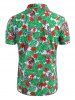 Tropical Leaf Tiger Print Beach Button Up Short Sleeve Shirt -  