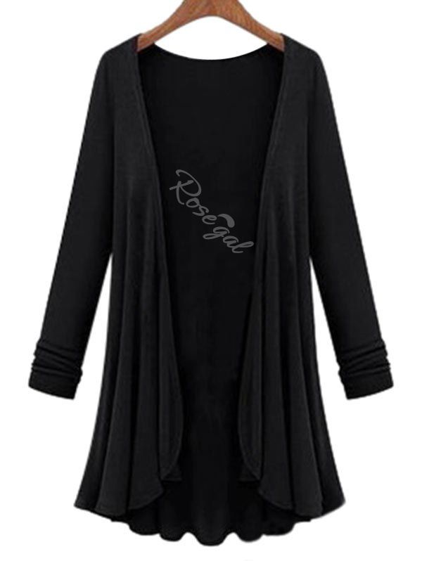 

Plus Size Longline Duster Coat, Black