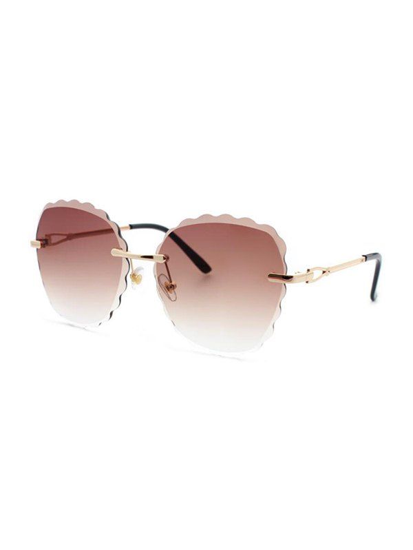 

Scalloped Edge Ombre Rimless Sunglasses, Brown sugar