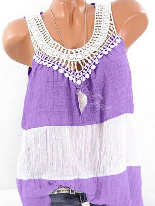 

Plus Size Lace Crochet Colorblock Tank Top, Multi