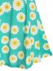 Sunflower Print Ruched Mini Cami Dress -  