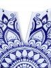 Maillot de Bain Tankini Matelassé à Imprimé Fleur Cranté en V - Bleu profond M