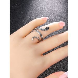 

Punk Carved Snake Wrap Silver Plated Ring, Gunmetal