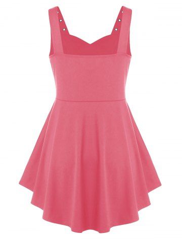 Plus Size Rose Embroidered Lace Up Sequin Tank Top