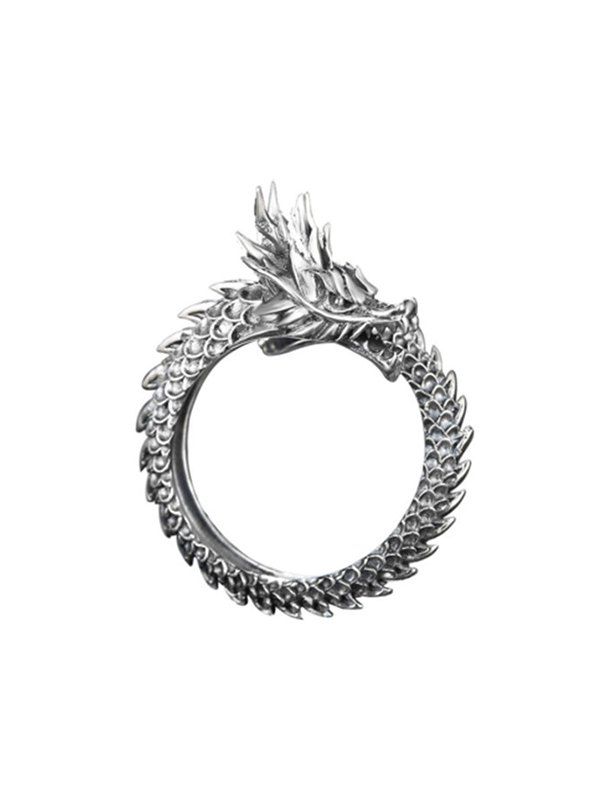 

Chinese Style Carved Dragon Open Ring, Gunmetal
