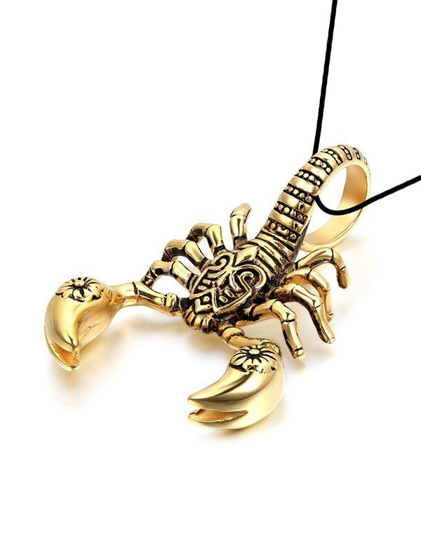 

Carved Scorpion Leather Cord Clavicle Necklace, Golden