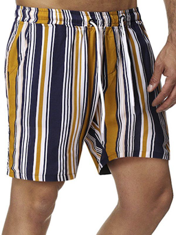 

Drawstring Striped Bohemian Shorts, Multi