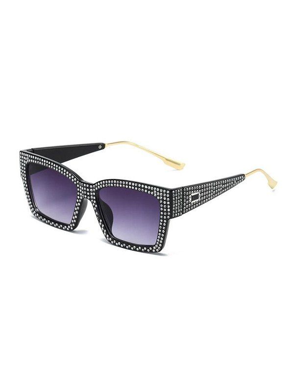 

Retro Rectangle Rhinestone Sunglasses, Purple