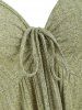 Cold Shoulder Front Drawstring Ribbed Long Sleeve Knitwear -  