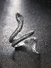 Punk Carved Snake Wrap Silver Plated Ring -  
