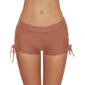 

Mid-rise Lace-up Side Swim Shorts, Light pink