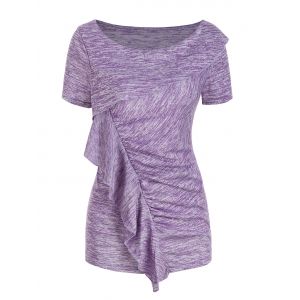 

Ruffle Heather Short Sleeve T-shirt, Light purple