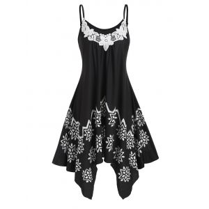 

Flower Applique Cami Handkerchief Dress, Black