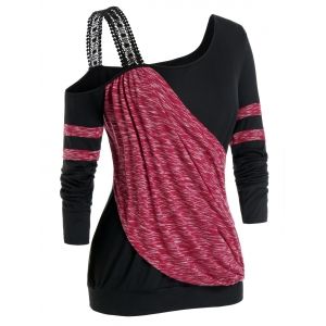 

Plus Size Draped Front Skew Neck Sweatshirt, Black