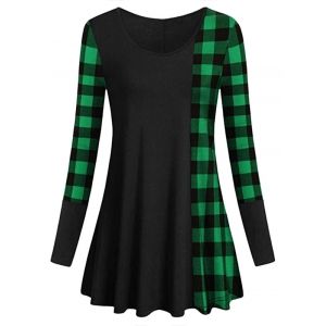 

Plus Size Plaid Panel Tunic T Shirt, Green