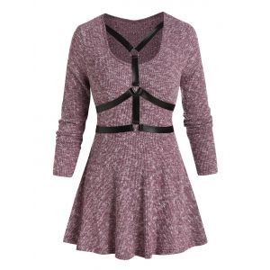 

Harness Insert Ribbed Gothic Flare Sweater, Red wine
