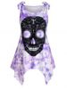 Tie Shoulder Skull Tie Dye Halloween Plus Size Tank Top -  