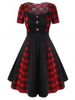 Plus Size Plaid Fit and Flare Dress -  