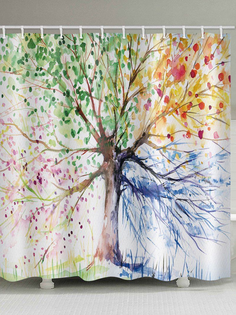 

Colorful Tree Print Waterproof Bathroom Shower Curtain, Multi