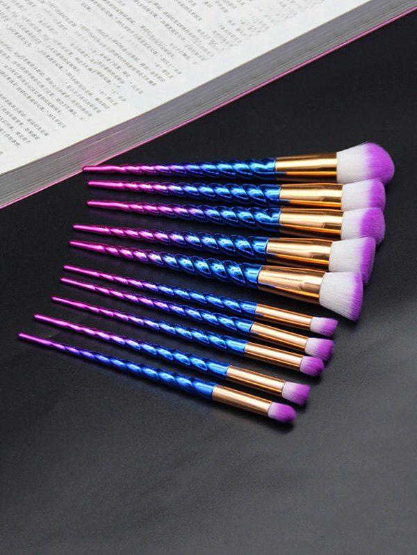 

Gradient Color Spiral Handle Makeup Brush Set, Dark slate blue