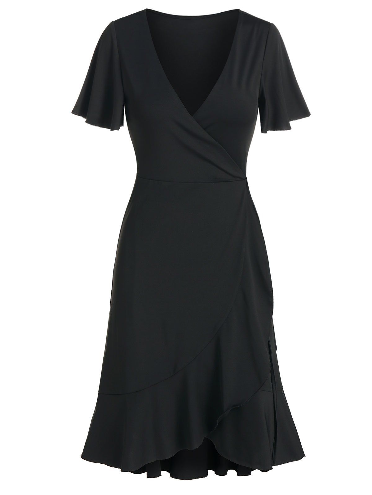plunge neck wrap dress