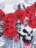 Rose Skull Raglan Sleeve Halloween Plus Size Top -  