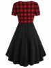 Plus Size Plaid Fit and Flare Dress -  