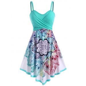 

Bohemian Flower Crossover Sleeveless Dress, Multi