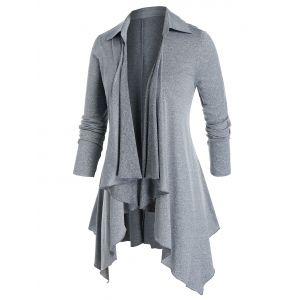 

Plus Size Asymmetric Draped Front Cardigan, Gray cloud