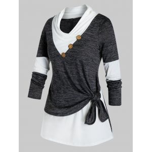 

Plus Size Knotted Marled 2fer T-shirt, Dark slate grey