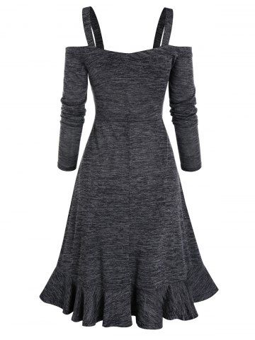 

O Ring Lace Up Space Dye Dress, Dark gray