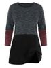 Plus Size Contrast Colorblock Ribbed Tunic Sweater -  