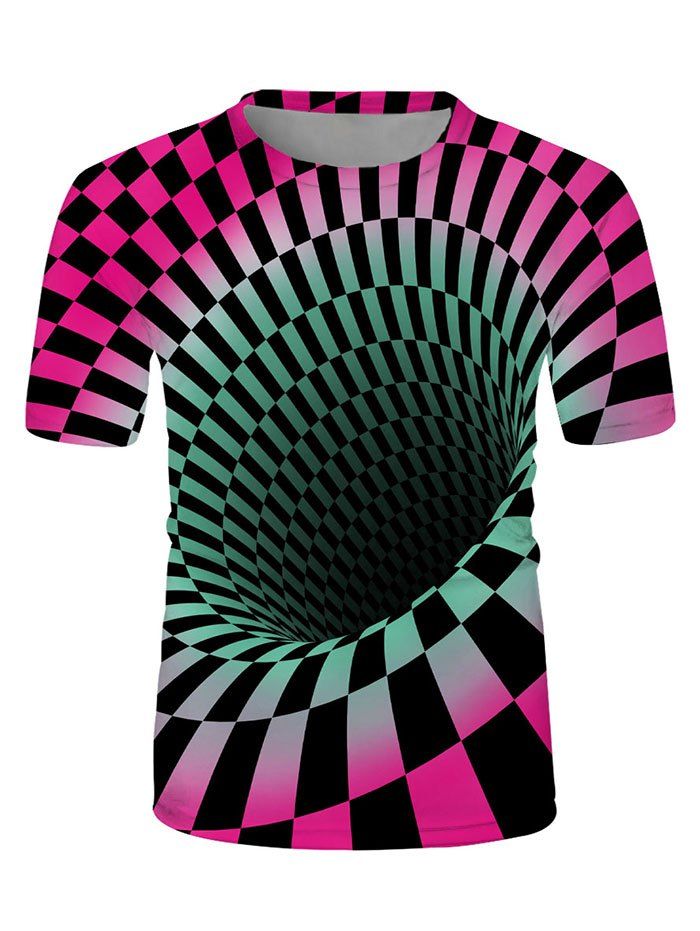 

Checked Spiral Graphic Crew Neck Lounge T Shirt, Multi