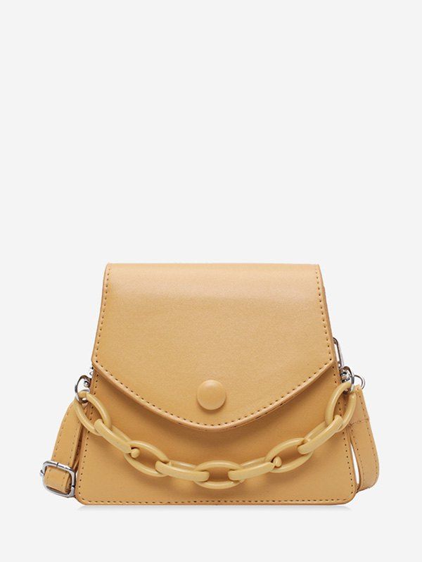 

Chain Embellished Mini Flap Crossbody Bag, Khaki