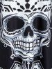 T-shirt d'Halloween Crâne Imprimée Grande Taille - Noir L