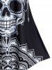 Plus Size Halloween Skull Print T Shirt -  