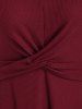 Robe Plissée Croisée en Avant de Grande Taille - Rouge Vineux 4X
