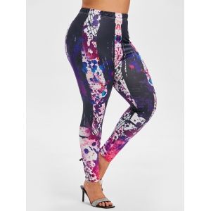 

Plus Size Tie Dye Musical Notes High Waisted Leggings, Multi